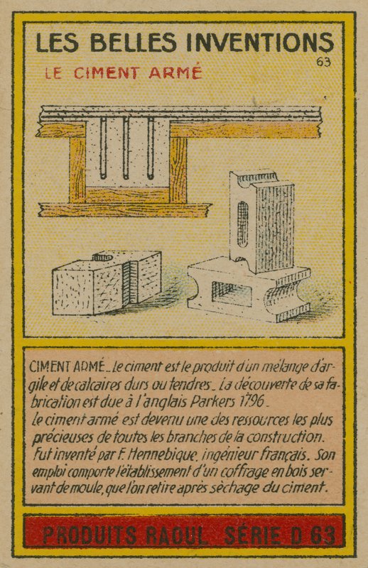 Mooie uitvindingen kaart, gewapend beton door French School