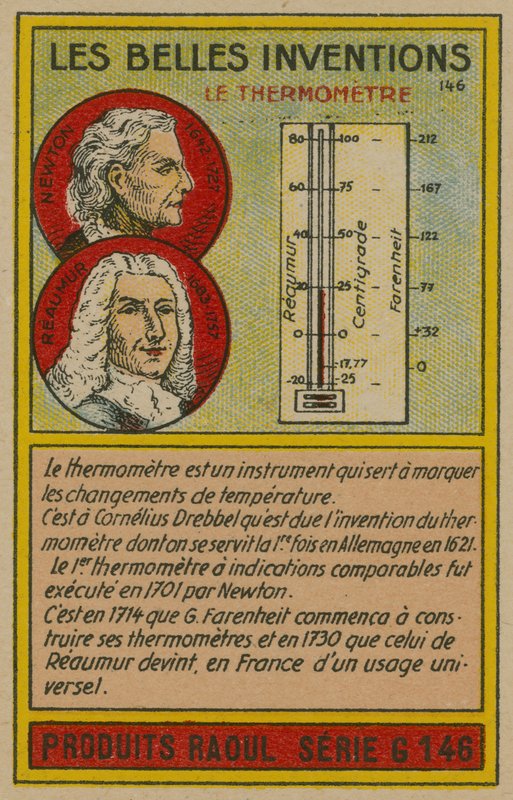 Mooie uitvindingen kaart, thermometer door French School