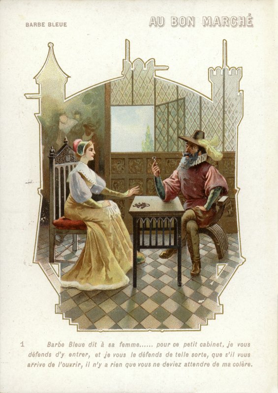 Blauwbaard, sleutel vasthoudend door French School