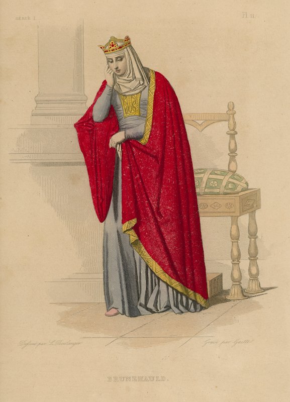 Brunehauld (gekleurde gravure) door French School