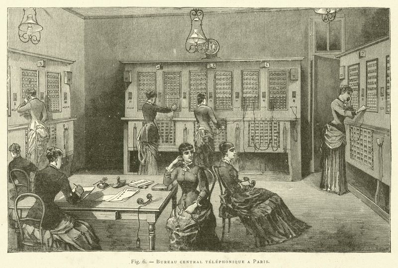 Centraal telefoonbureau in Parijs door French School