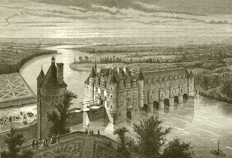 Chateau de Chenonceaux door French School