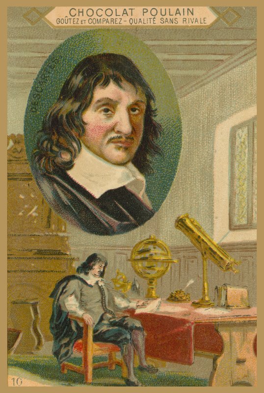 Chocolat Poulain handelskaart, René Descartes door French School