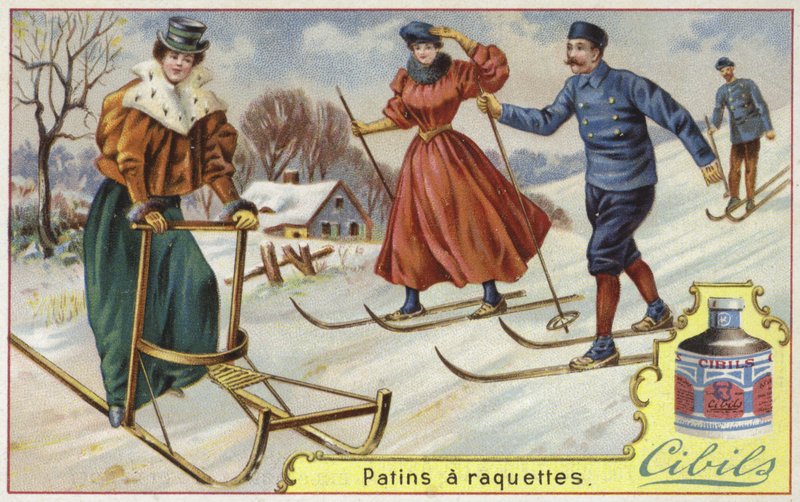 Cibils kaart met skiën en sleeën door French School
