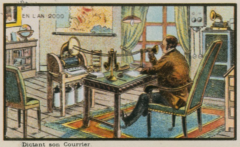 Een brief dicteren in een telegraafmachine door French School