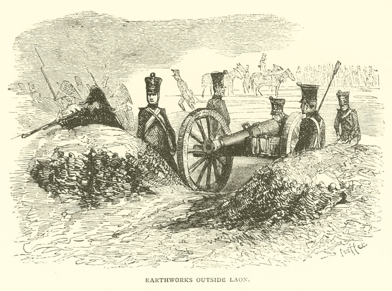 Aardwerken buiten Laon (gravure) door French School