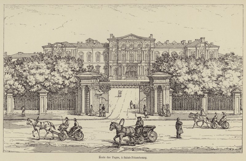Ecole des Pages, in Sint-Petersburg (gravure) door French School