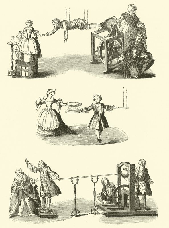 Elektrische experimenten (gravure) door French School