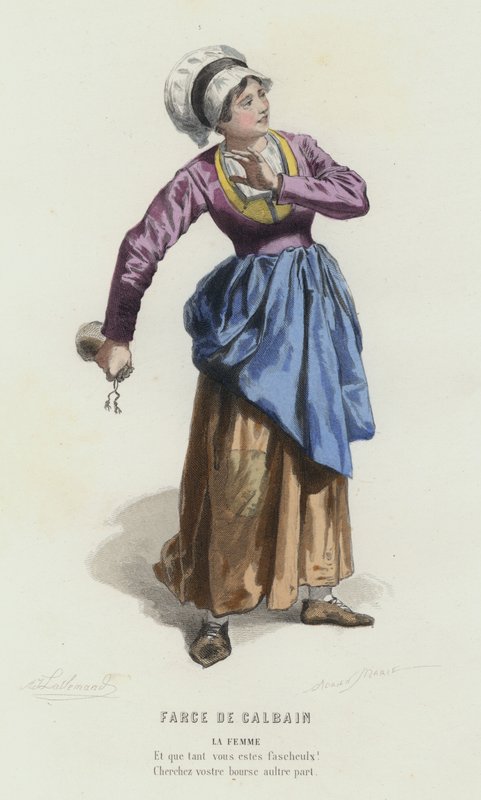 Farce De Calbain (gekleurde gravure) door French School