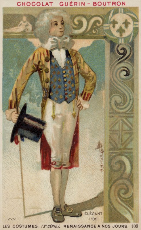 Modieus geklede man, 1792 door French School