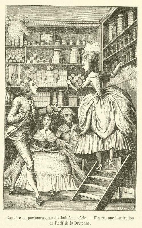Handschoenmaakster of parfumeur in de achttiende eeuw door French School