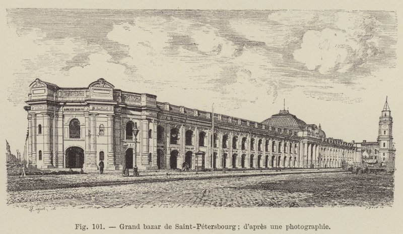 Grote bazaar van Sint-Petersburg door French School