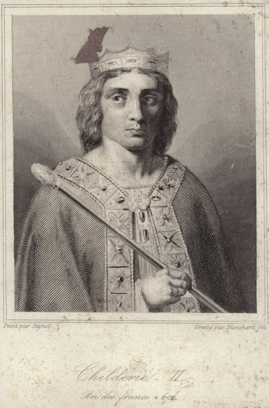 Koning Childerik II van Austrasië door French School