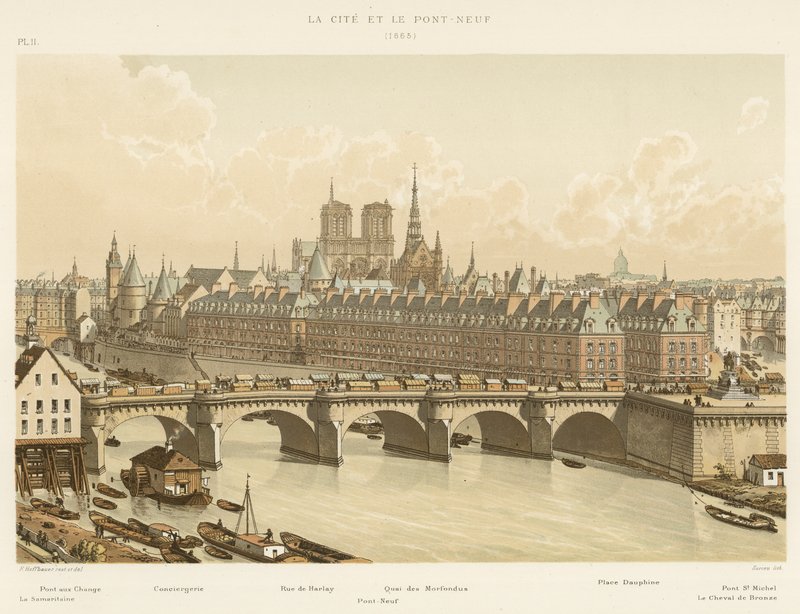 La Cité et le Pont-Neuf, 1665 door French School