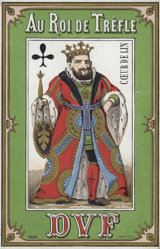 Label voor klaverenkoning linnen door French School