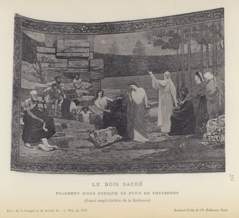 Het Heilige Bos (litho) door French School