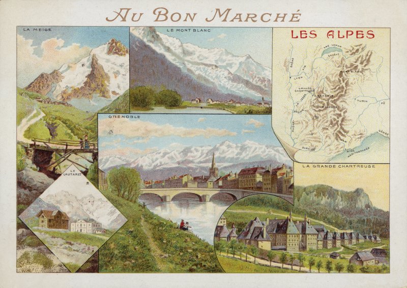 Les Alpes, kaart door French School