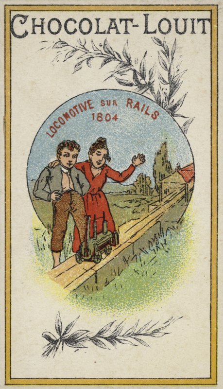 Locomotief op rails, 1804 door French School
