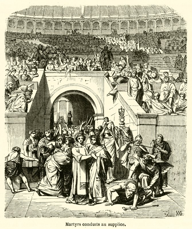 Martelaren naar de executie geleid (gravure) door French School