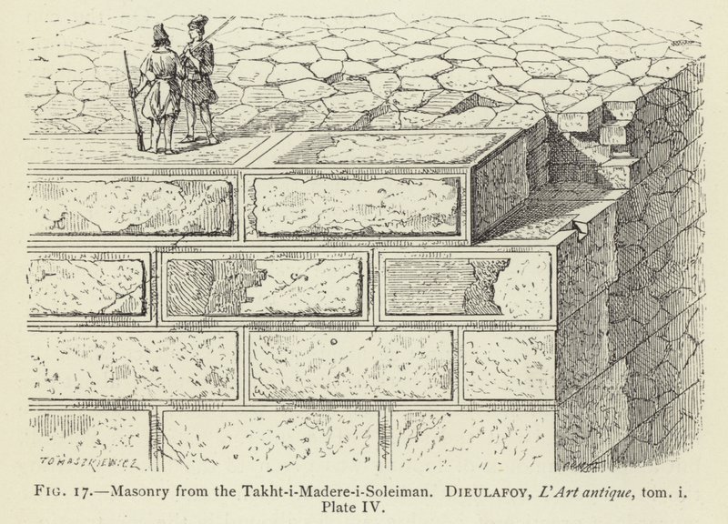Metselwerk van de Takht-i-Madere-i-Soleiman door French School