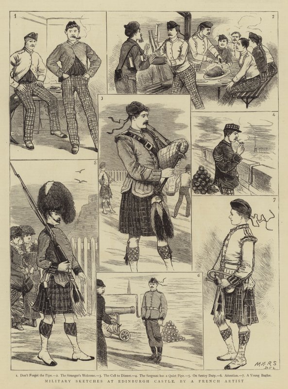 Militaire schetsen bij Edinburgh Castle door French School