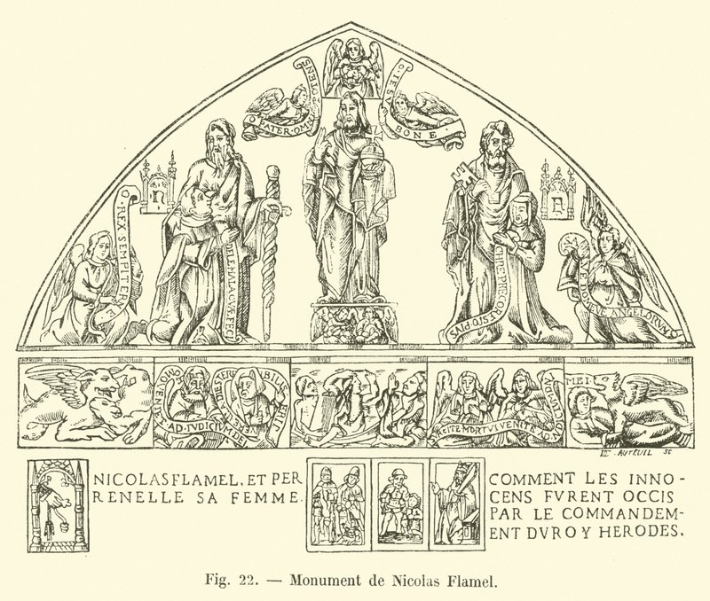 Monument van Nicolas Flamel door French School