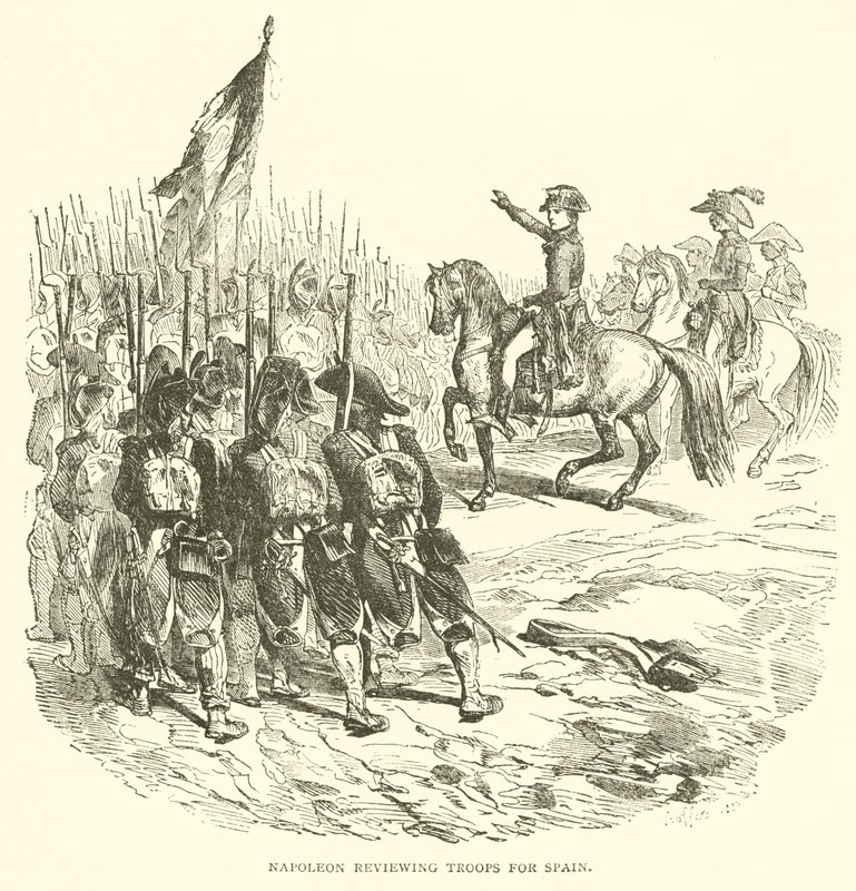 Napoleon Inspecteert Troepen voor Spanje door French School