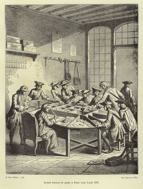 Postkantoor van Parijs onder Lodewijk XVI door French School