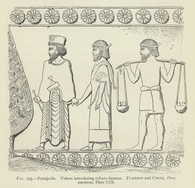 Persepolis, bedienden introduceren schatplichtigen door French School