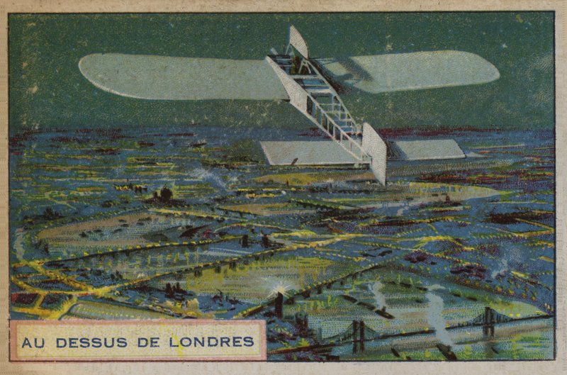 Vliegtuig boven Londen door French School