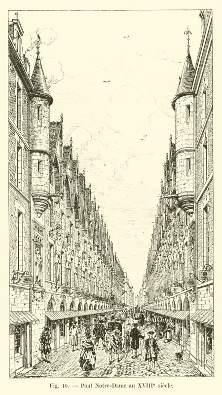 Pont Notre-Dame in de 18e eeuw door French School