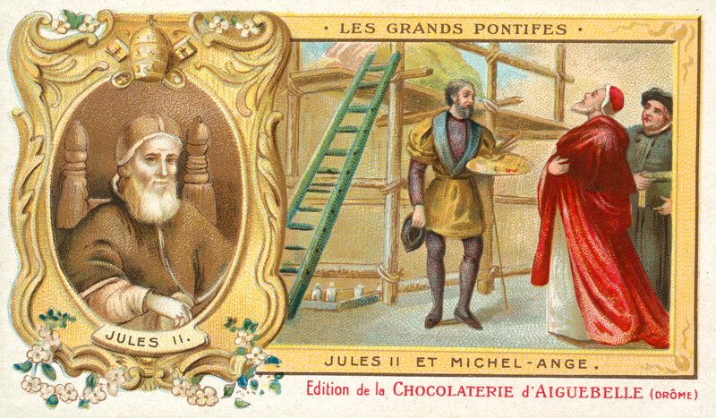 Paus Julius II met Michelangelo door French School