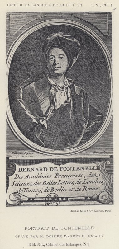 Portret van Fontenelle (litho) door French School