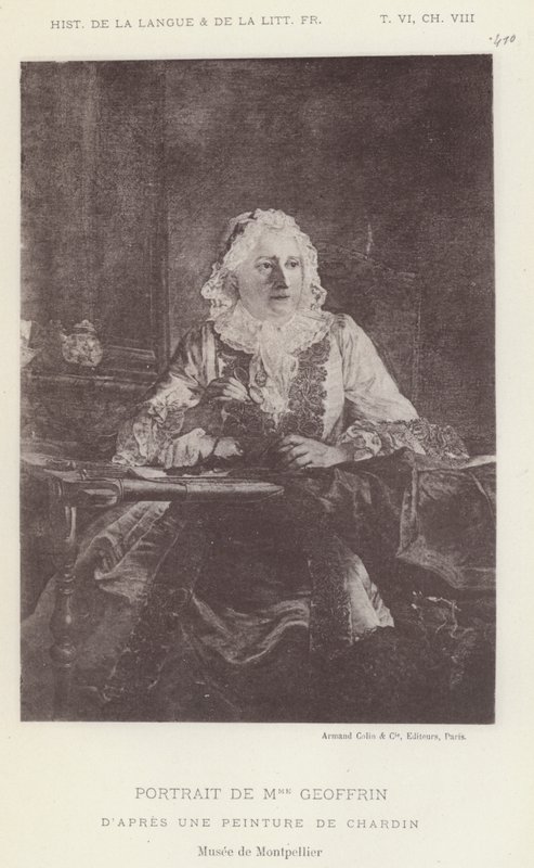 Portret van Mme Geoffrin (litho) door French School