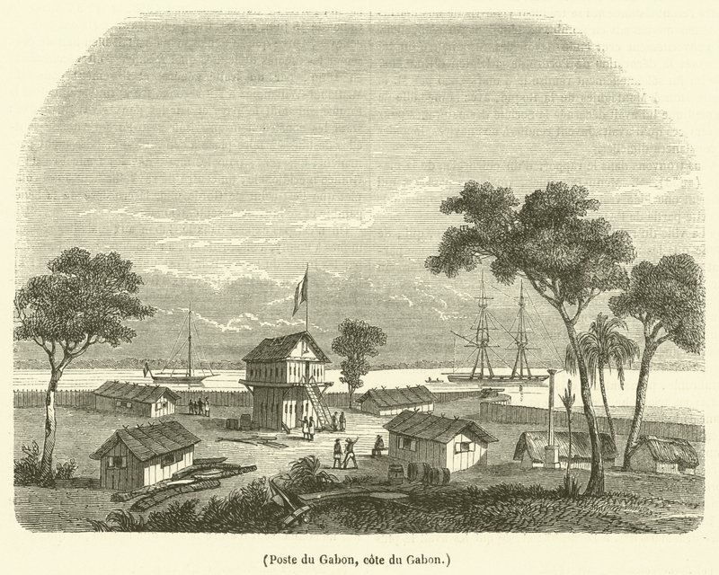 Post van Gabon, kust van Gabon (gravure) door French School