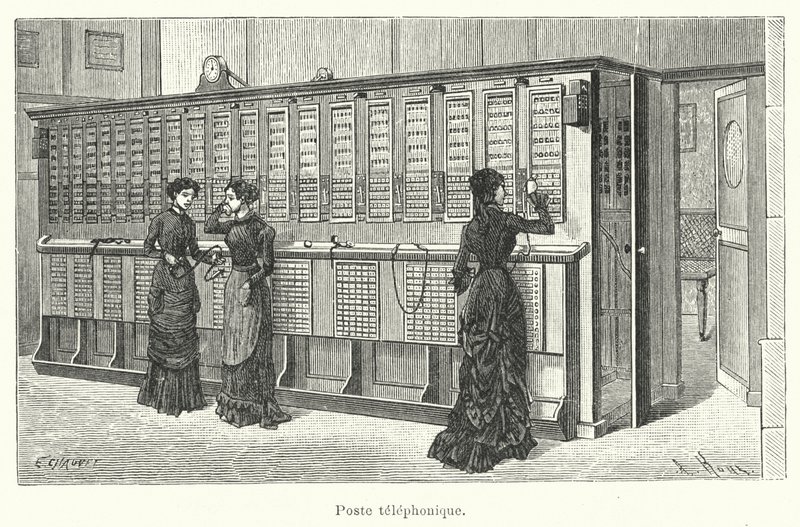Telefoonpost (gravure) door French School