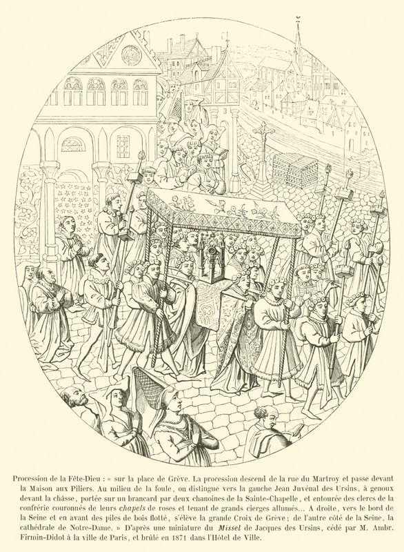 Processie van het Fête-Dieu door French School