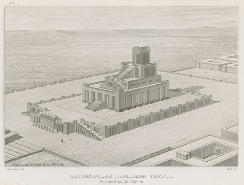Rechthoekige Chaldese tempel door French School