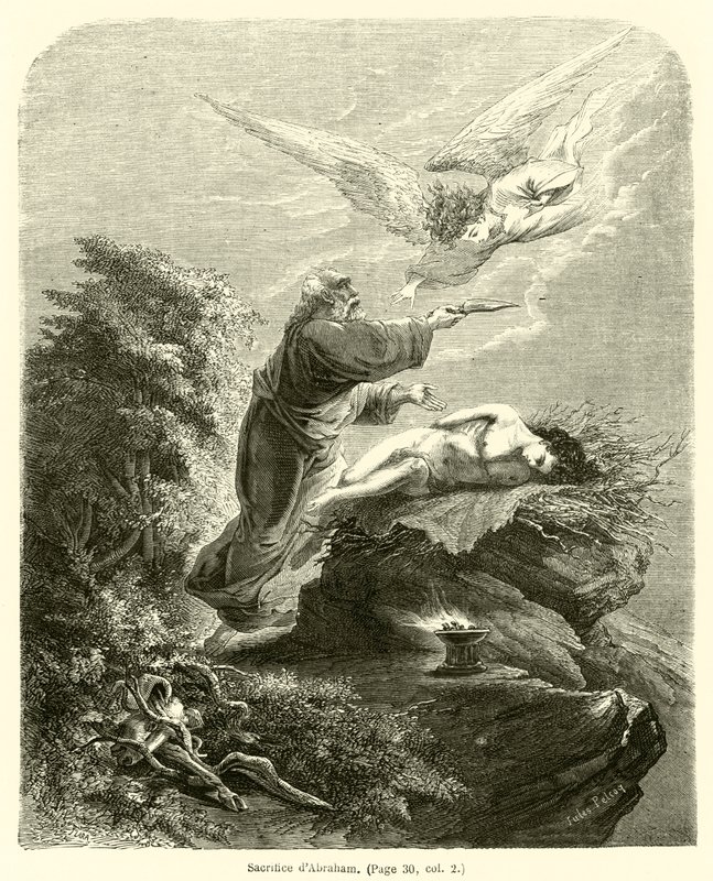 Offer van Abraham (gravure) door French School