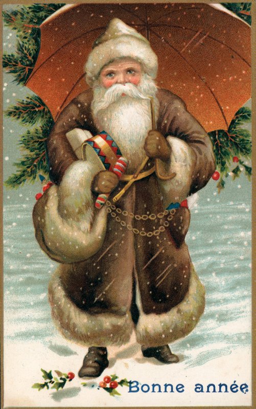 Kerstman met een paraplu door French School