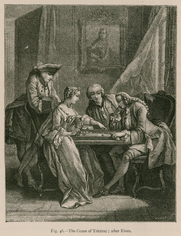 Het spel van Trictrac (naar Eisen) door French School