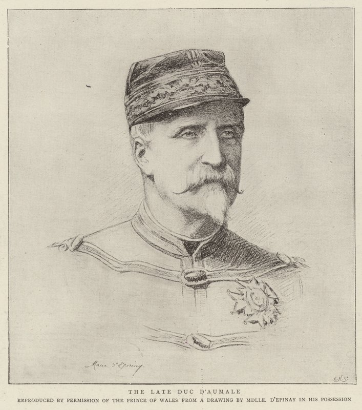 De overleden Hertog van Aumale (litho) door French School