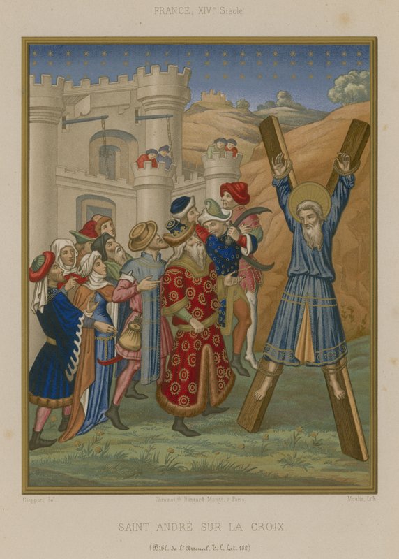 De kruisiging van Sint Andreas door French School