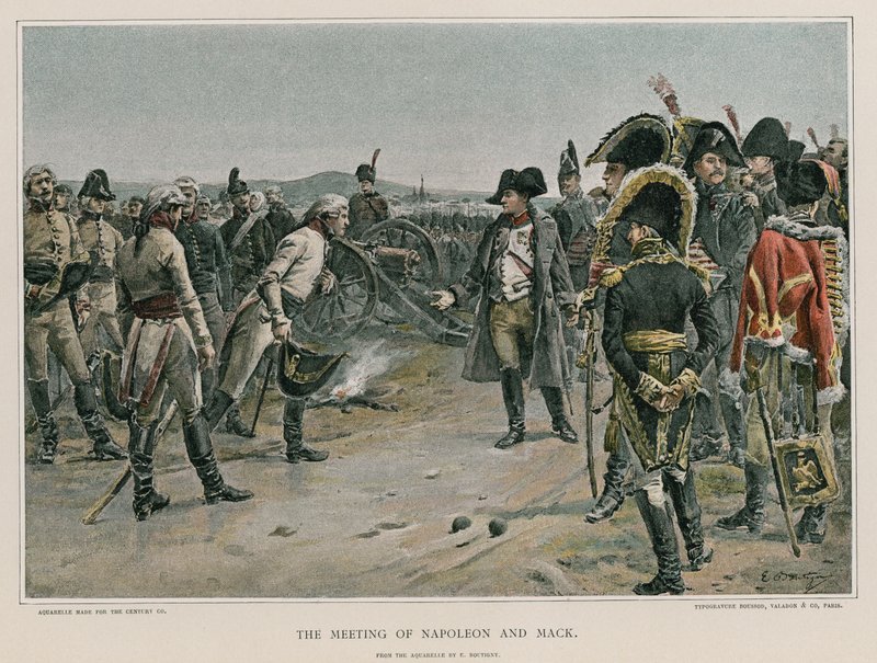 De ontmoeting van Napoleon en Mack door French School