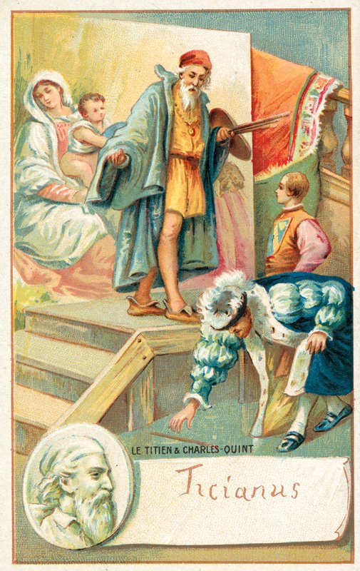 Titiaan en Keizer Karel V door French School