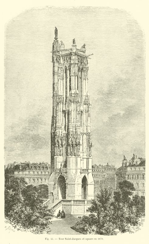 Saint-Jacques toren en plein in 1870 door French School