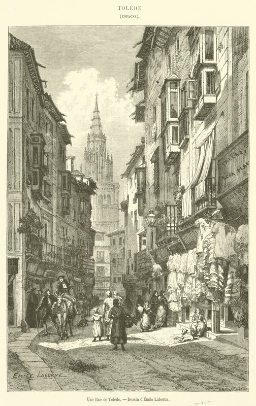 Een straat in Toledo door French School