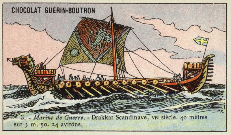 Viking langschip, 6e eeuw door French School