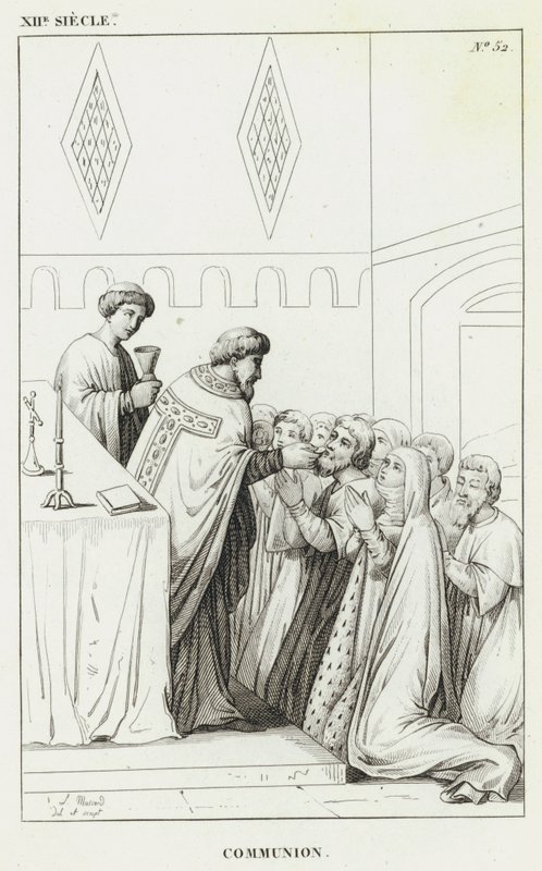 XII Eeuw, Communie (gravure) door French School