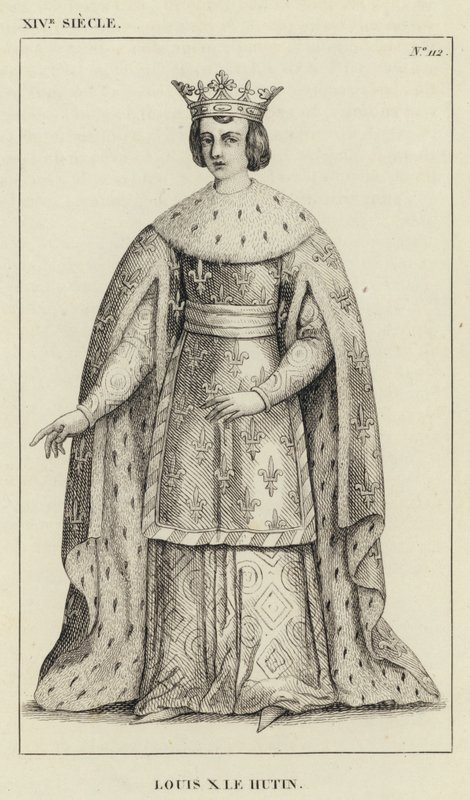 XIV Eeuw, Lodewijk X de Hutin (gravure) door French School
